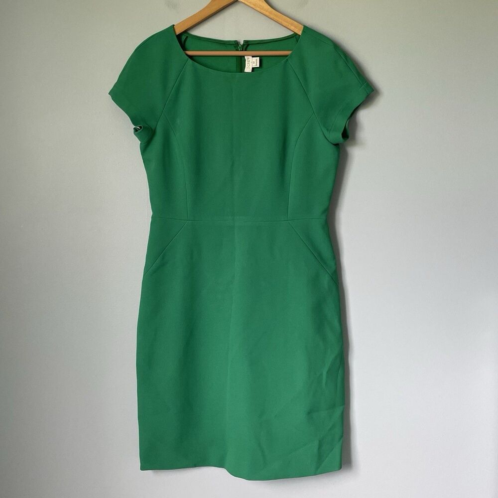 J. Crew Bodycon Dress Knee Length Green Short Sleeve Business Women's Size 10